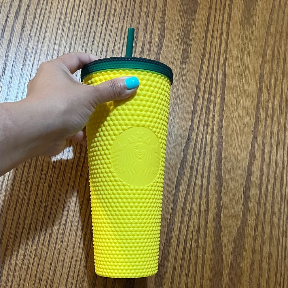 (Bundle) Pineapple Studded Tumbler and mermaid Dark Green Lid and Straw